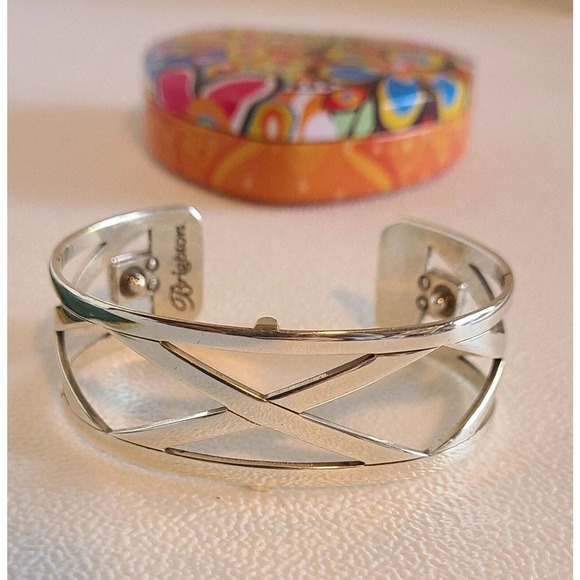 BRIGHTON CHRISTO MERIDIAN ZENITH NARROW CUFF BRACELET SET SILVER CRYSTALS - Picture 8 of 11